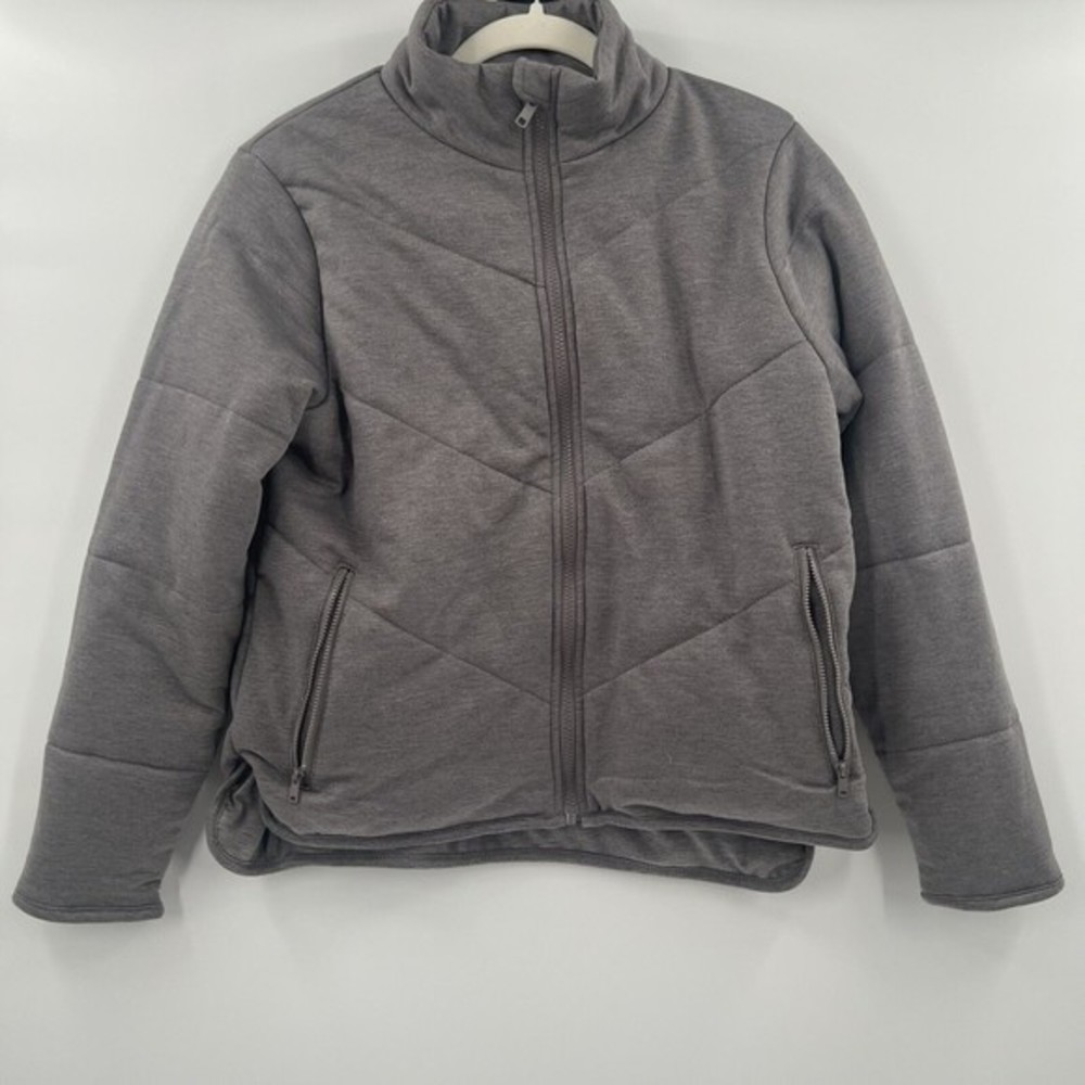 Three Dots Womens Quilted Gray Full‎ Zip Long Sleeve Jacket Size Small